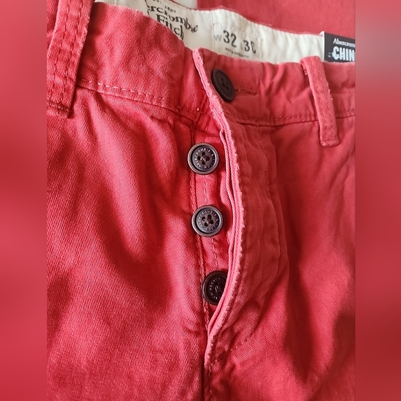 Abercrombie & Fitch Men's Denim Chinos Skinny Red Jeans. 32x30. New With Tags. - Picture 4 of 6